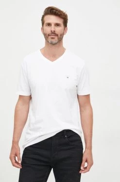 Ανδρικά Μπλουζάκια Βαμβακερό μπλουζάκι Gant άσπρο