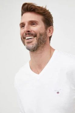 Ανδρικά Μπλουζάκια Βαμβακερό μπλουζάκι Gant άσπρο -Ρούχα Εκπτώσεις unnamed file 1086