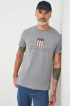 Ανδρικά Μπλουζάκια Βαμβακερό μπλουζάκι Gant γκρι