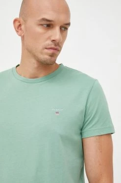 Ανδρικά Μπλουζάκια Βαμβακερό μπλουζάκι Gant πράσινο -Ρούχα Εκπτώσεις unnamed file 1110