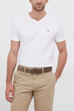 Ανδρικά Μπλουζάκια Βαμβακερό μπλουζάκι Gant άσπρο