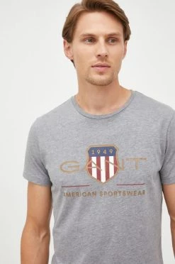 Ανδρικά Μπλουζάκια Μπλουζάκι Gant χρώμα: γκρι -Ρούχα Εκπτώσεις unnamed file 1201