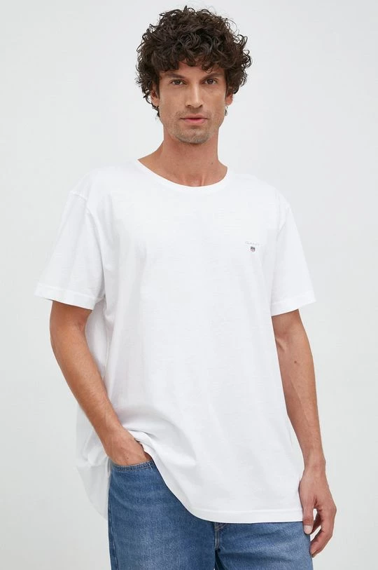 Ανδρικά Μπλουζάκια Βαμβακερό μπλουζάκι Gant άσπρο 1 Ανδρικά Μπλουζάκια Βαμβακερό μπλουζάκι Gant άσπρο