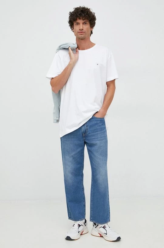 Ανδρικά Μπλουζάκια Βαμβακερό μπλουζάκι Gant άσπρο 2 Ανδρικά Μπλουζάκια Βαμβακερό μπλουζάκι Gant άσπρο - Image 2