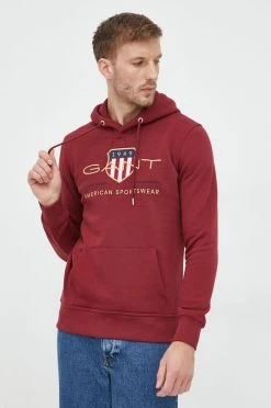Ανδρικά Χωρίς φερμουάρ Μπλούζα Gant κόκκινο, με κουκούλα