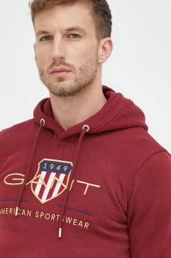 Ανδρικά Χωρίς φερμουάρ Μπλούζα Gant κόκκινο, με κουκούλα -Ρούχα Εκπτώσεις unnamed file 1221