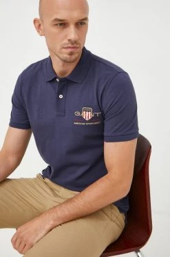 Ανδρικά Πόλο μπλουζάκια Βαμβακερό μπλουζάκι πόλο Gant ναυτικό μπλε