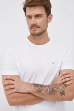 Ανδρικά Μπλουζάκια Βαμβακερό μπλουζάκι Gant άσπρο -Ρούχα Εκπτώσεις unnamed file 1348