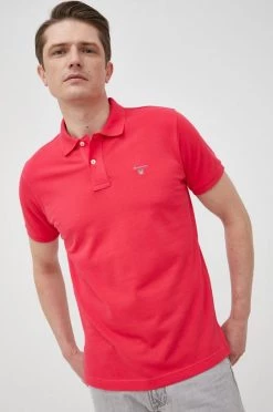 Ανδρικά Πόλο μπλουζάκια Βαμβακερό μπλουζάκι πόλο Gant ροζ