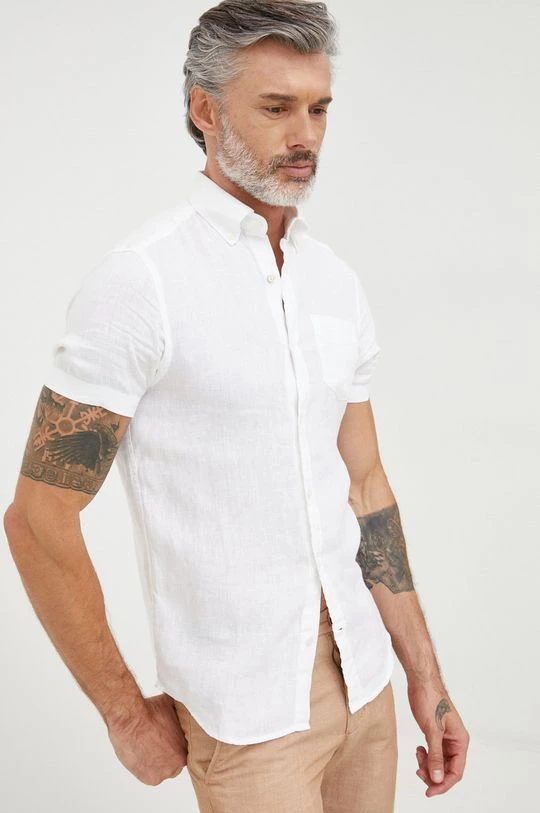 Ανδρικά Πουκάμισα Πουκάμισο από λινό Gant χρώμα: άσπρο, 1 Ανδρικά Πουκάμισα Πουκάμισο από λινό Gant χρώμα: άσπρο,