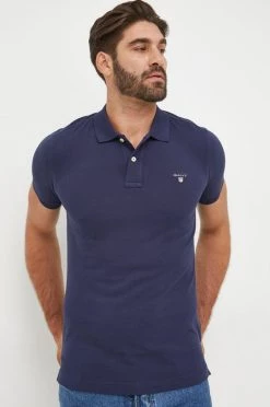 Ανδρικά Πόλο μπλουζάκια Βαμβακερό μπλουζάκι πόλο Gant ναυτικό μπλε