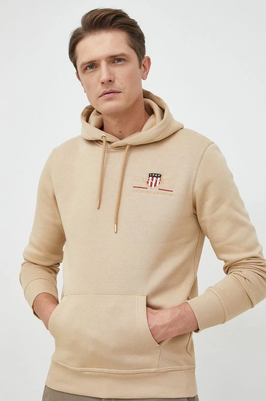 Ανδρικά Χωρίς φερμουάρ Μπλούζα Gant μπεζ, με κουκούλα 1 Ανδρικά Χωρίς φερμουάρ Μπλούζα Gant μπεζ, με κουκούλα