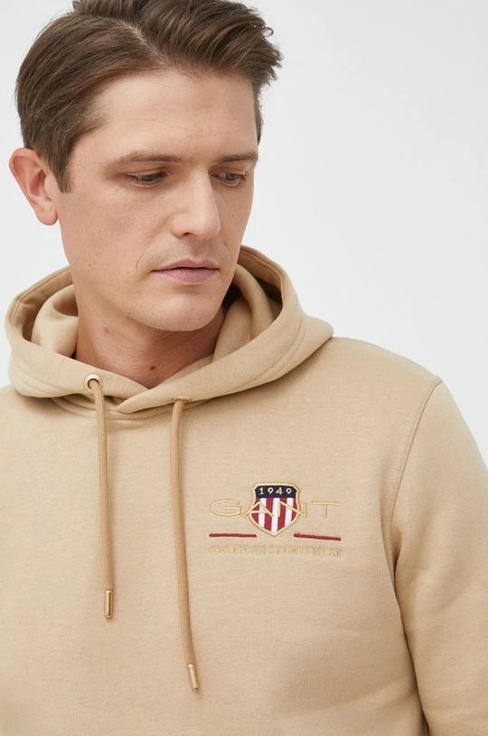 Ανδρικά Χωρίς φερμουάρ Μπλούζα Gant μπεζ, με κουκούλα 4 Ανδρικά Χωρίς φερμουάρ Μπλούζα Gant μπεζ, με κουκούλα - Image 4