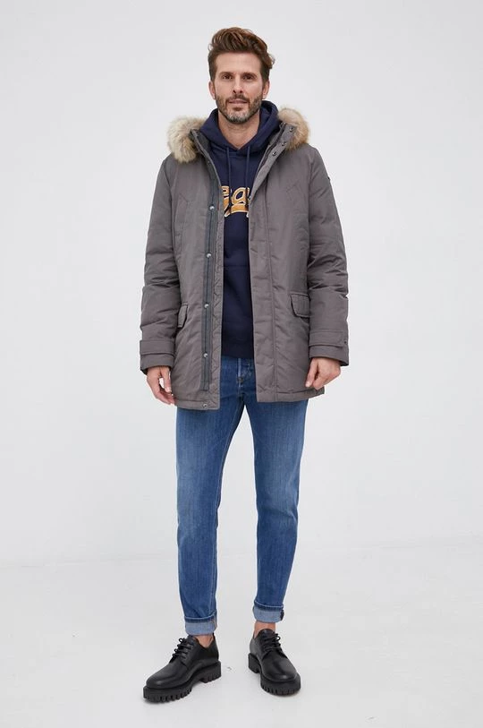 Ανδρικά Μακριά μπουφάν Geox - Eπανωφόρι γκρί 2 Ανδρικά Μακριά μπουφάν Geox - Eπανωφόρι γκρί - Image 2