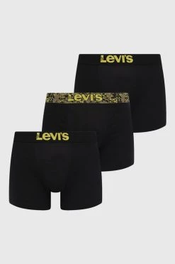 Ανδρικά Μπόξερ και σλιπ Μποξεράκια Levi's 3-pack μαύρο