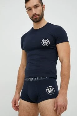 Ανδρικά Πιζάμα Μπλουζάκι και μποξεράκι Emporio Armani Underwear ναυτικό μπλε