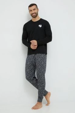 Ανδρικά Πιζάμα Βαμβακερές πιτζάμες BOSS μαύρο