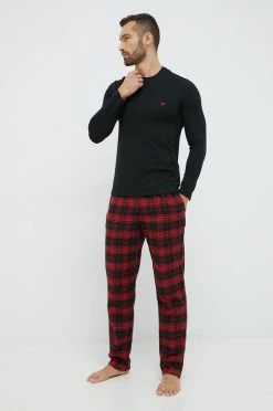 Ανδρικά Πιζάμα Βαμβακερές πιτζάμες Emporio Armani Underwear μαύρο