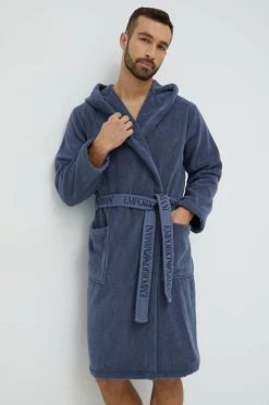 Ανδρικά Μπουρνούζια Βαμβακερό μπουρνούζι Emporio Armani Underwear ανοιχτό μπλε