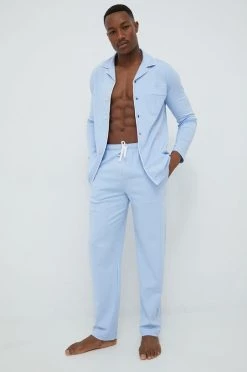 Ανδρικά Πιζάμα Βαμβακερές πιτζάμες Polo Ralph Lauren ανοιχτό μπλε