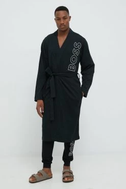 Ανδρικά Μπουρνούζια Βαμβακερό μπουρνούζι BOSS μαύρο