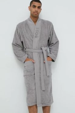 Ανδρικά Μπουρνούζια Βαμβακερό μπουρνούζι BOSS γκρι -Ρούχα Εκπτώσεις unnamed file 3593