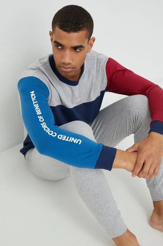 Ανδρικά Πιζάμα Βαμβακερές πιτζάμες United Colors Of Benetton γκρι 1 Ανδρικά Πιζάμα Βαμβακερές πιτζάμες United Colors Of Benetton γκρι