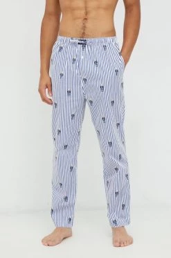 Ανδρικά Πιζάμα Βαμβακερό παντελόνι πιτζάμα Polo Ralph Lauren ανοιχτό μπλε