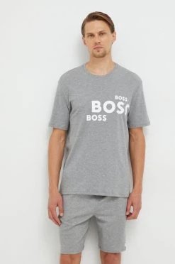 Ανδρικά Πιζάμα Βαμβακερές πιτζάμες BOSS γκρι -Ρούχα Εκπτώσεις unnamed file 3899