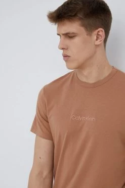 Ανδρικά Πιζάμα Μπλουζάκι πιτζάμας Calvin Klein Underwear καφέ -Ρούχα Εκπτώσεις unnamed file 3964