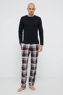 Ανδρικά Πιζάμα Βαμβακερές πιτζάμες Emporio Armani Underwear μαύρο