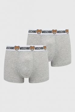 Ανδρικά Μπόξερ και σλιπ Μποξεράκια Moschino Underwear 2-pack γκρι