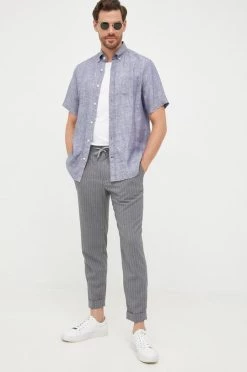 Ανδρικά Πουκάμισα Πουκάμισο από λινό Gant χρώμα: ναυτικό μπλε,