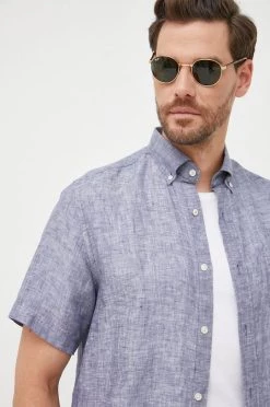 Ανδρικά Πουκάμισα Πουκάμισο από λινό Gant χρώμα: ναυτικό μπλε, -Ρούχα Εκπτώσεις unnamed file 538