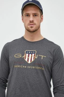 Ανδρικά Μακρυμάνικα Βαμβακερή μπλούζα με μακριά μανίκια Gant μαύρο -Ρούχα Εκπτώσεις unnamed file 648