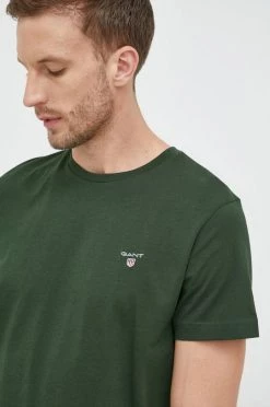 Ανδρικά Μπλουζάκια Βαμβακερό μπλουζάκι Gant πράσινο -Ρούχα Εκπτώσεις unnamed file 704