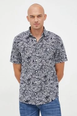 Ανδρικά Πουκάμισα Πουκάμισο από λινό Gant χρώμα: ναυτικό μπλε,