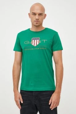 Ανδρικά Μπλουζάκια Βαμβακερό μπλουζάκι Gant πράσινο