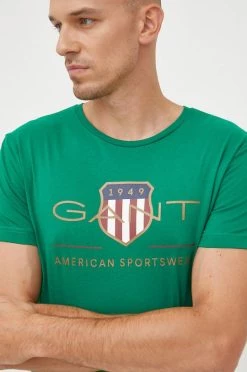Ανδρικά Μπλουζάκια Βαμβακερό μπλουζάκι Gant πράσινο -Ρούχα Εκπτώσεις unnamed file 749