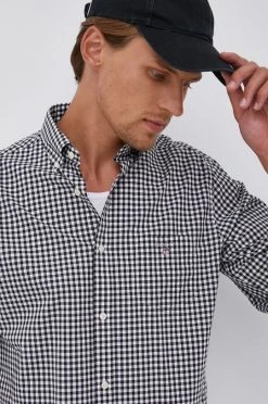 Ανδρικά Πουκάμισα Πουκάμισο Gant χρώμα: μαύρο