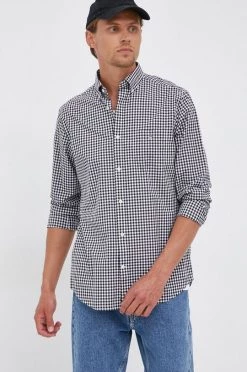 Ανδρικά Πουκάμισα Πουκάμισο Gant χρώμα: μαύρο -Ρούχα Εκπτώσεις unnamed file 908