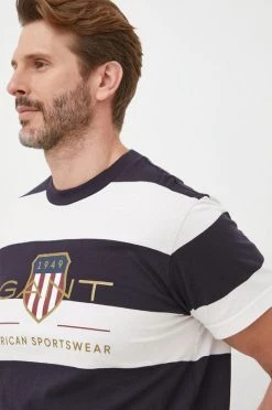 Ανδρικά Μπλουζάκια Βαμβακερό μπλουζάκι Gant ναυτικό μπλε