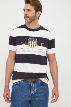 Ανδρικά Μπλουζάκια Βαμβακερό μπλουζάκι Gant ναυτικό μπλε -Ρούχα Εκπτώσεις unnamed file 921