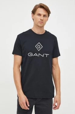 Ανδρικά Μπλουζάκια Βαμβακερό μπλουζάκι Gant μαύρο -Ρούχα Εκπτώσεις unnamed file 926