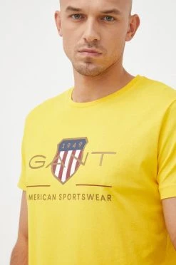 Ανδρικά Μπλουζάκια Βαμβακερό μπλουζάκι Gant κίτρινο -Ρούχα Εκπτώσεις unnamed file 936