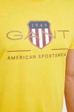 Ανδρικά Μπλουζάκια Βαμβακερό μπλουζάκι Gant κίτρινο -Ρούχα Εκπτώσεις unnamed file 938