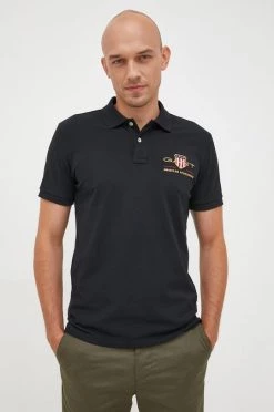 Ανδρικά Πόλο μπλουζάκια Βαμβακερό μπλουζάκι πόλο Gant μαύρο -Ρούχα Εκπτώσεις unnamed file 947